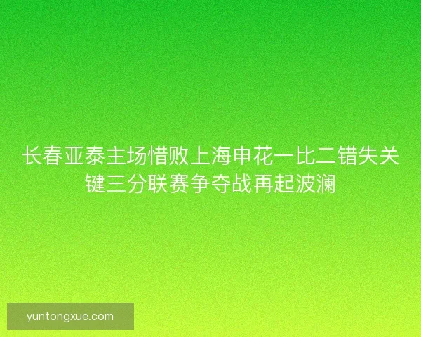 长春亚泰主场惜败上海申花一比二错失关键三分联赛争夺战再起波澜