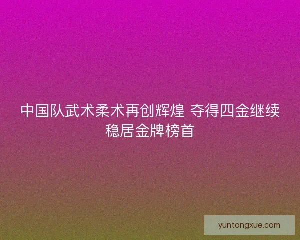 中国队武术柔术再创辉煌 夺得四金继续稳居金牌榜首